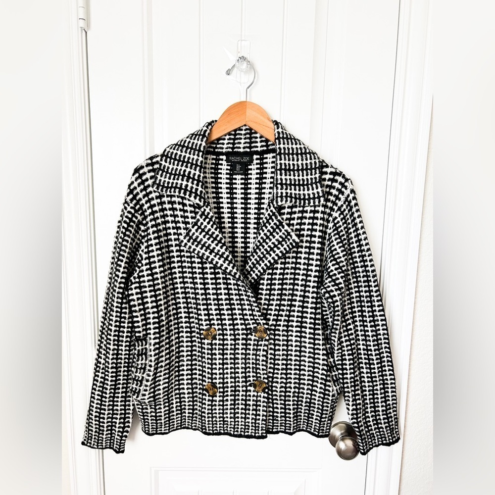 Rachel Zoe Sweater Jacket Black White Size Small